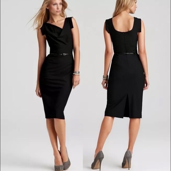 Black Halo Dresses & Skirts - Black Halo Classic Jackie O Dress - Black Satin - Timeless Elegance